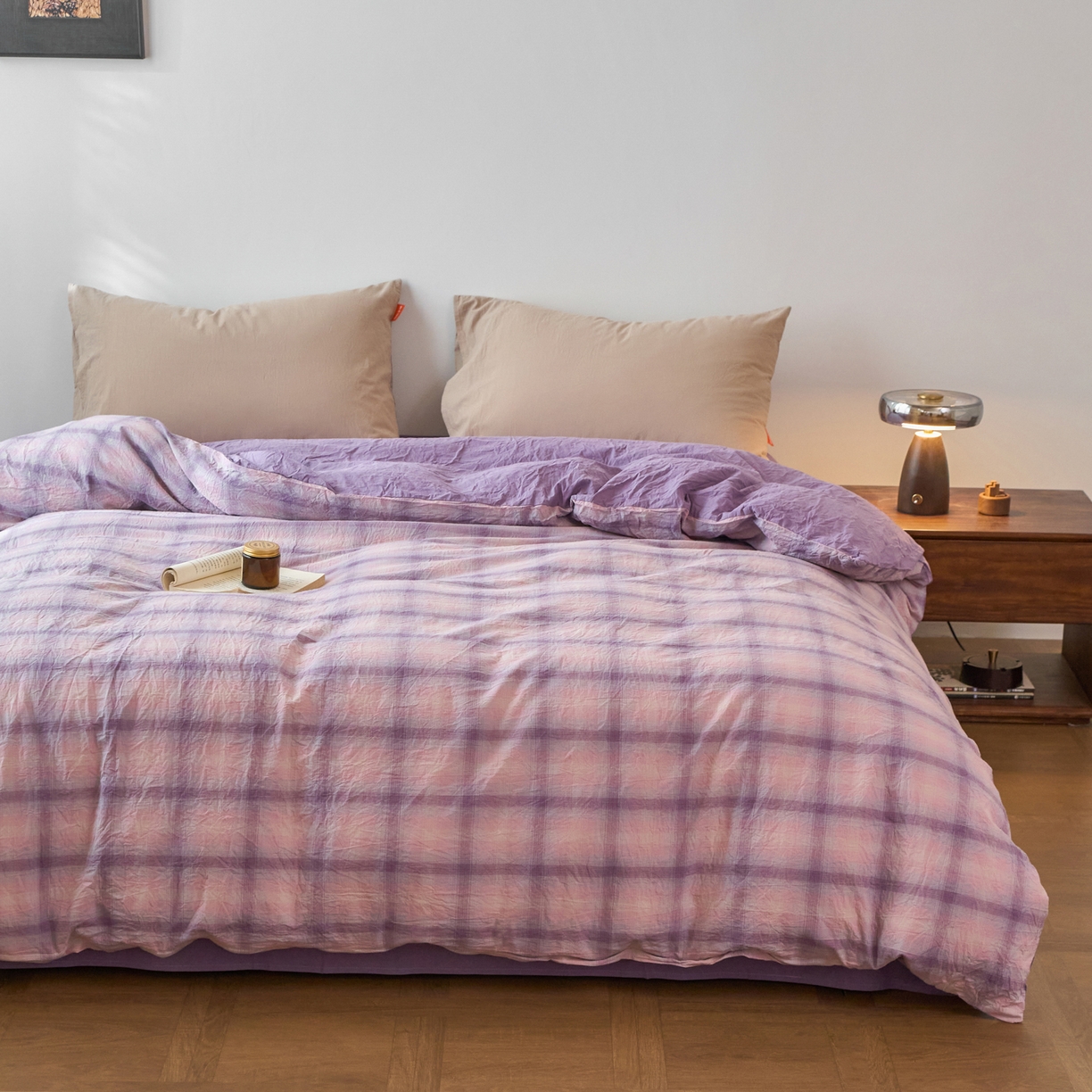 91家纺网 家纺一手货源 找家纺 春皖家纺 2026春夏新款全棉纯棉水洗棉单被套被套单件单品被套 鸢尾紫