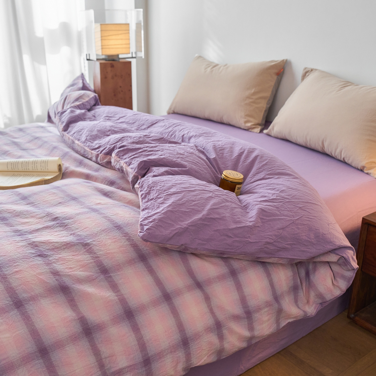 91家纺网 家纺一手货源 找家纺 春皖家纺 2026春夏新款全棉纯棉水洗棉单被套被套单件单品被套 鸢尾紫