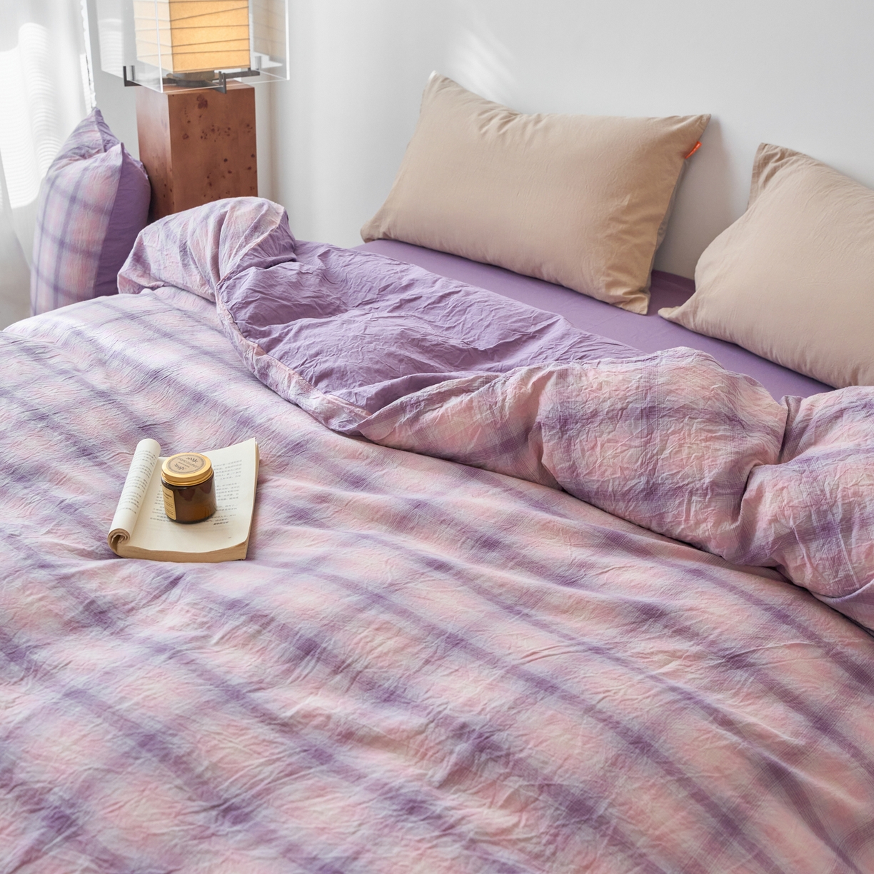 91家纺网 家纺一手货源 找家纺 春皖家纺 2026春夏新款全棉纯棉水洗棉单被套被套单件单品被套 鸢尾紫