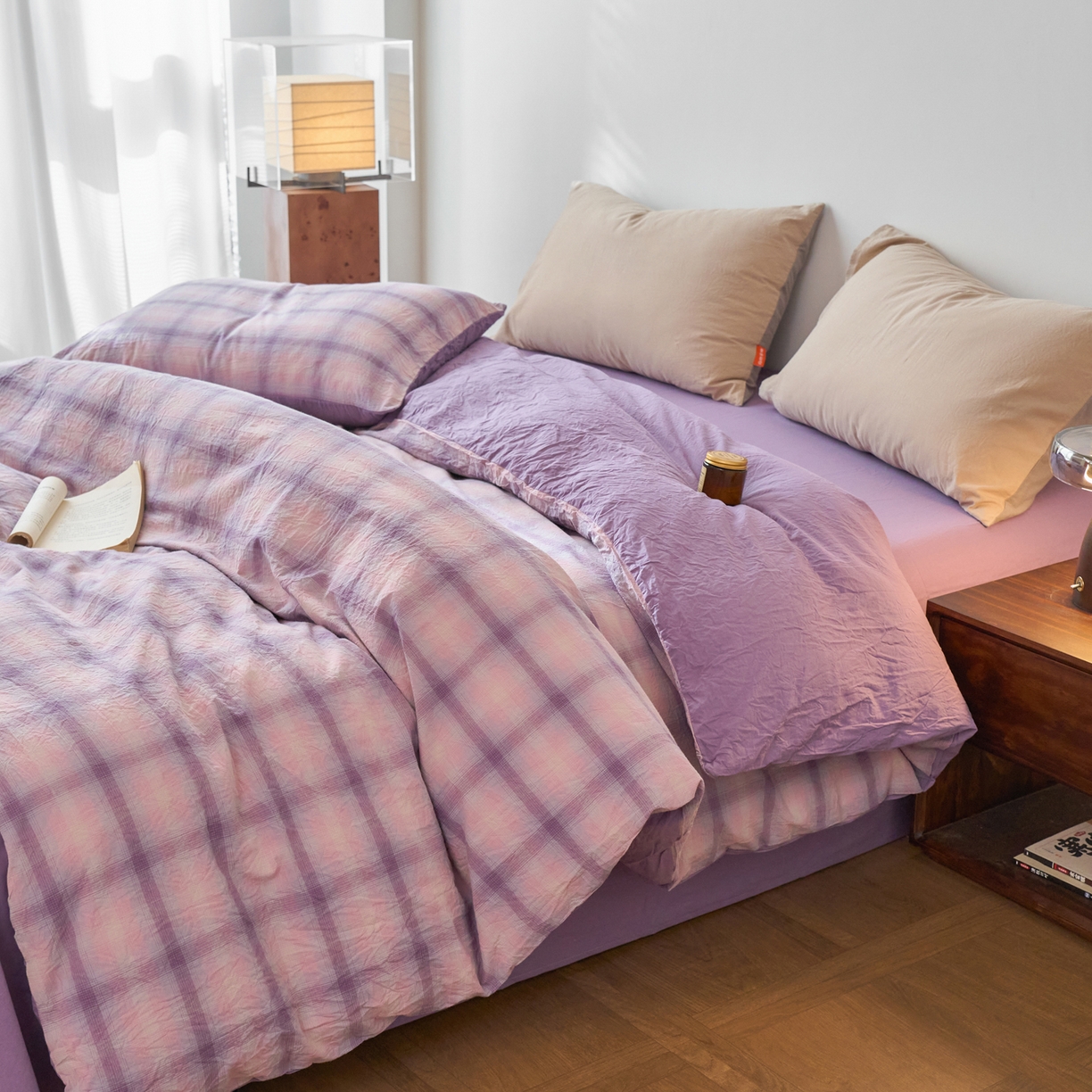 91家纺网 家纺一手货源 找家纺 春皖家纺 2026春夏新款全棉纯棉水洗棉单被套被套单件单品被套 鸢尾紫