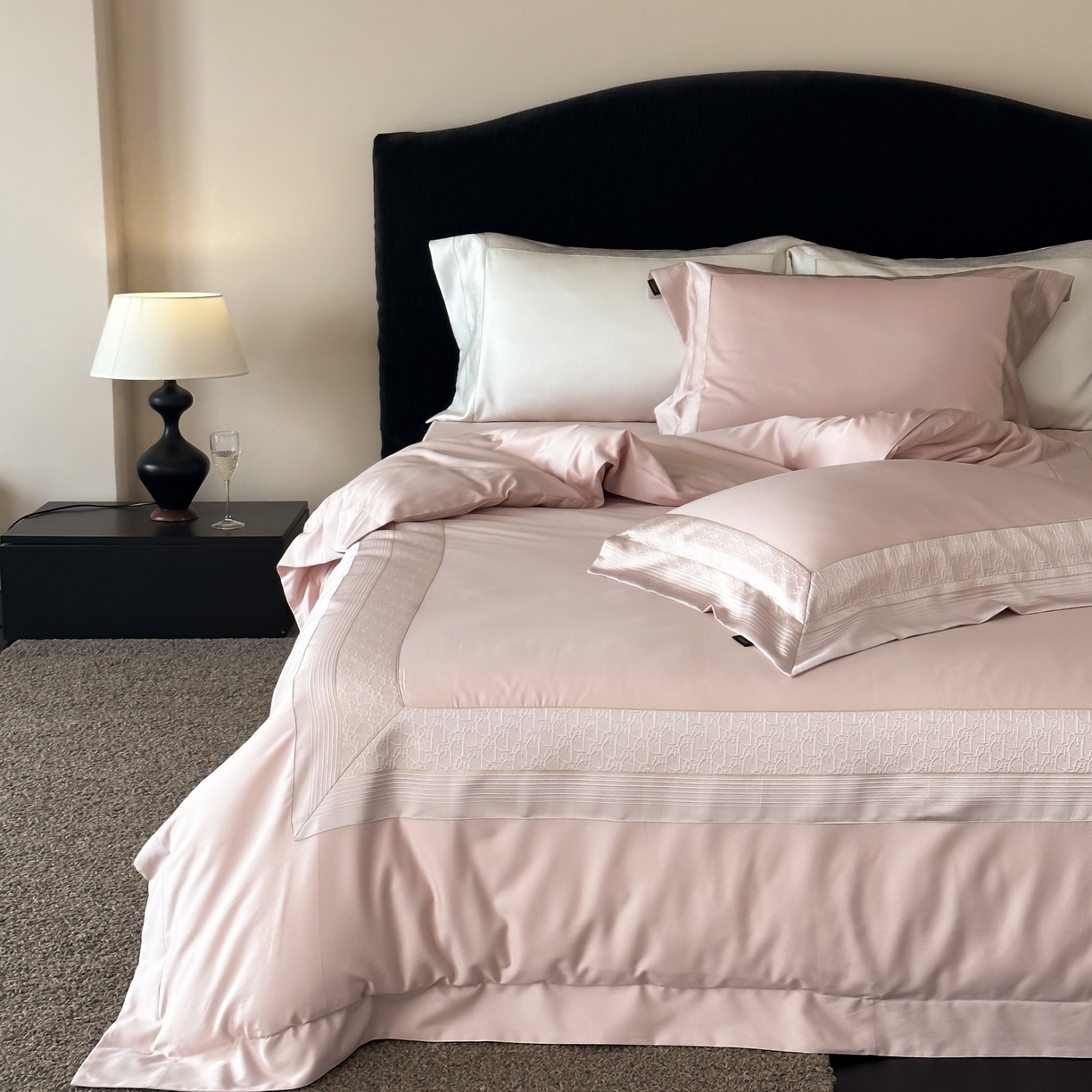 卡巴伦家纺 2026新款高精密立体压边款四件套-奥黛丽 奥黛丽-粉