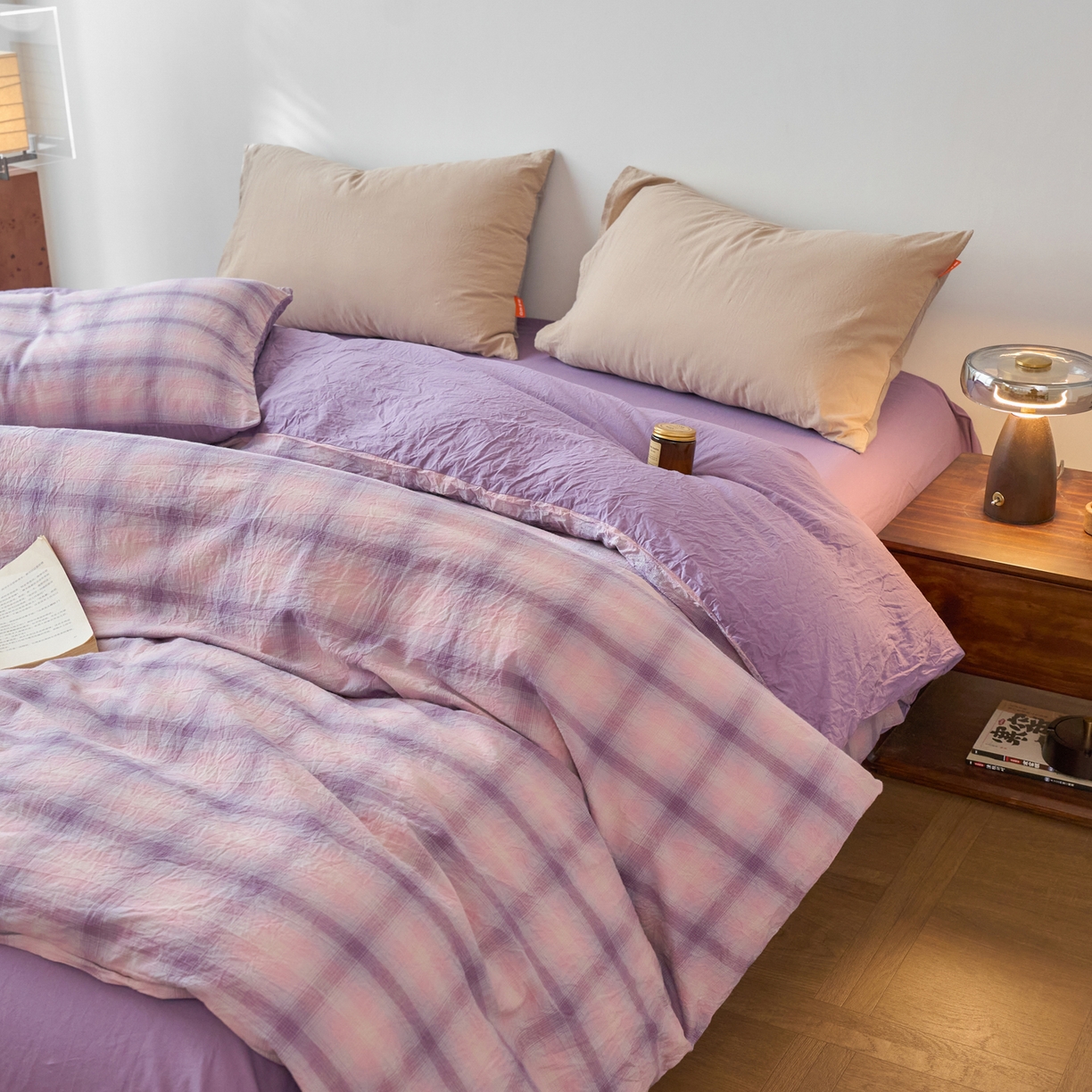 91家纺网 家纺一手货源 找家纺 春皖家纺 2026春夏新款全棉纯棉水洗棉单被套被套单件单品被套 鸢尾紫