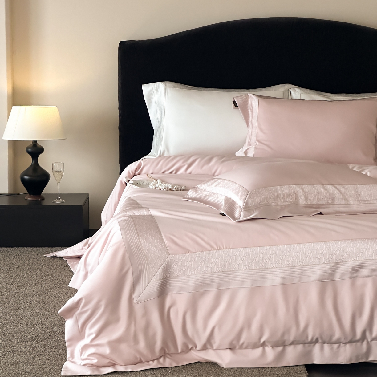 91家纺网 家纺一手货源 找家纺 卡巴伦家纺 2026新款高精密立体压边款四件套-奥黛丽 奥黛丽-粉