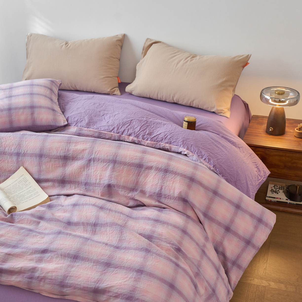 91家纺网 家纺一手货源 找家纺 春皖家纺 2026春夏新款全棉纯棉水洗棉单被套被套单件单品被套 鸢尾紫