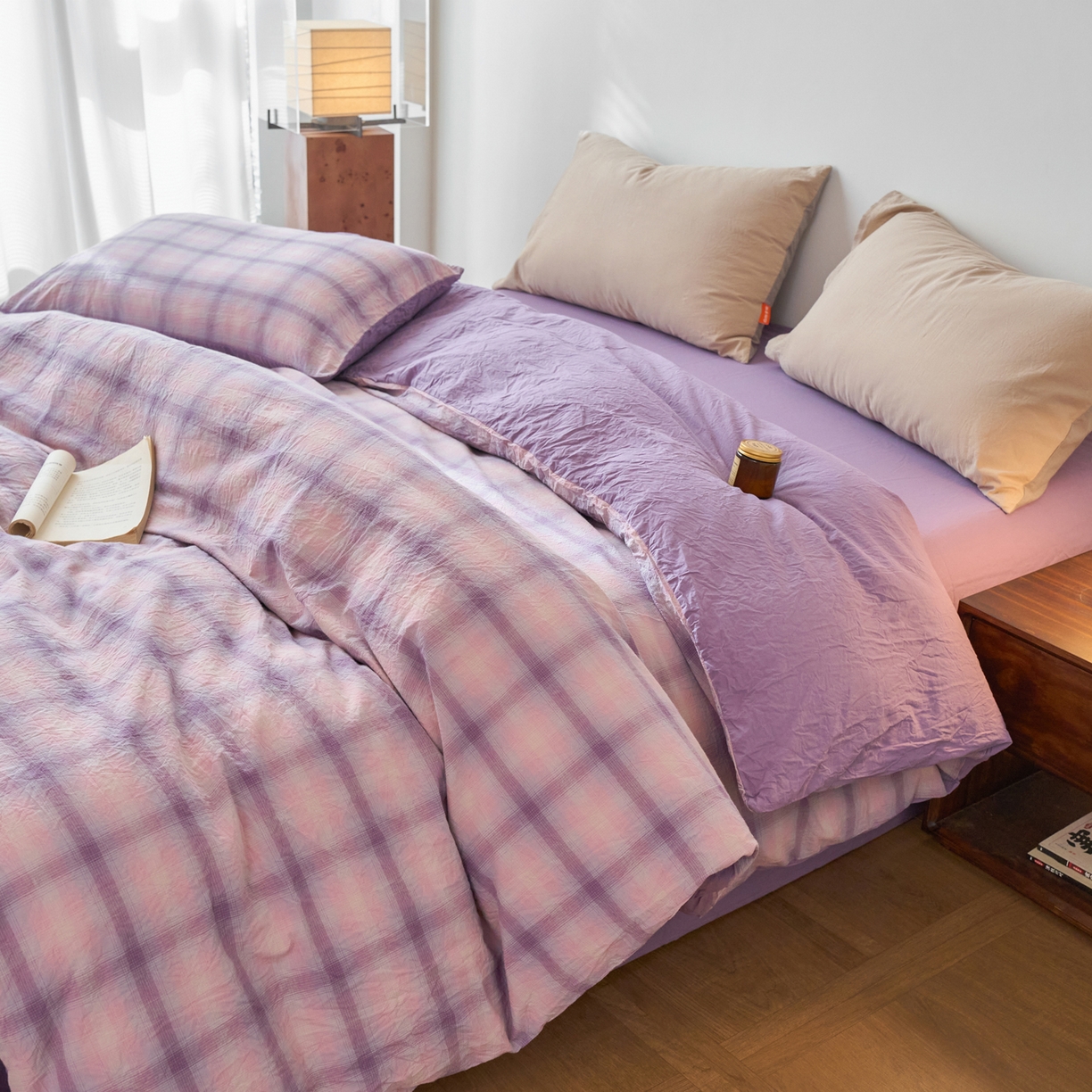 91家纺网 家纺一手货源 找家纺 春皖家纺 2026春夏新款全棉纯棉水洗棉单被套被套单件单品被套 鸢尾紫