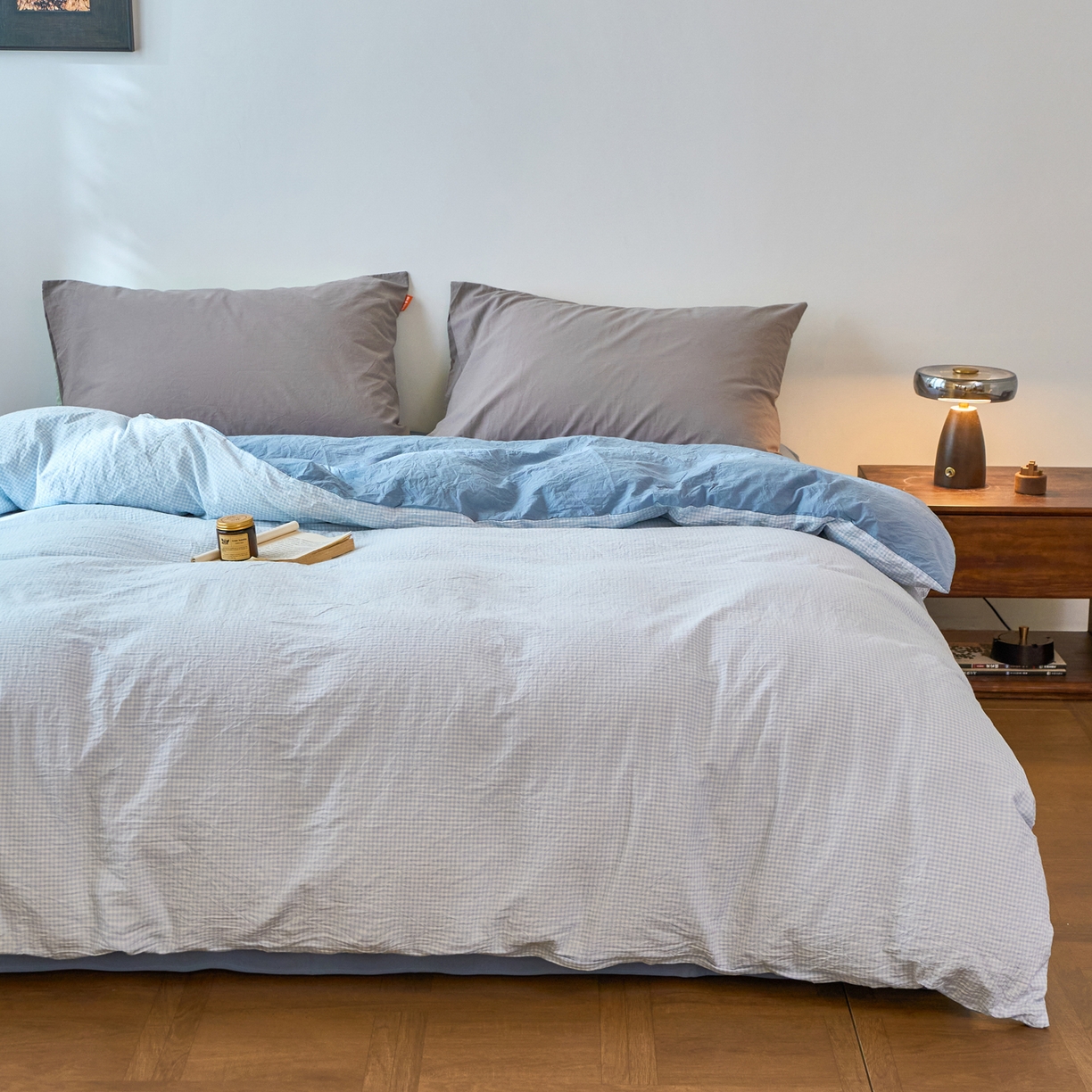 91家纺网 家纺一手货源 找家纺 春皖家纺 2026春夏新款全棉纯棉水洗棉单被套被套单件单品被套 月光蓝