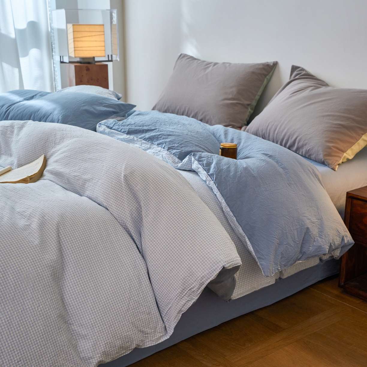 91家纺网 家纺一手货源 找家纺 春皖家纺 2026春夏新款全棉纯棉水洗棉单被套被套单件单品被套 月光蓝