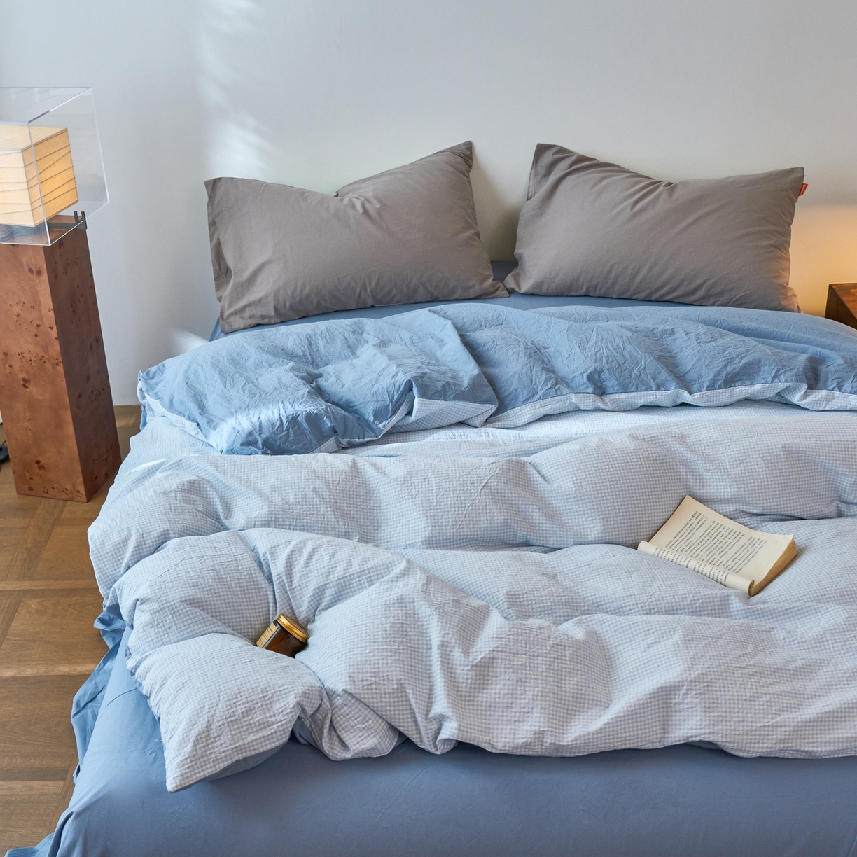 91家纺网 家纺一手货源 找家纺 春皖家纺 2026春夏新款全棉纯棉水洗棉单被套被套单件单品被套 月光蓝