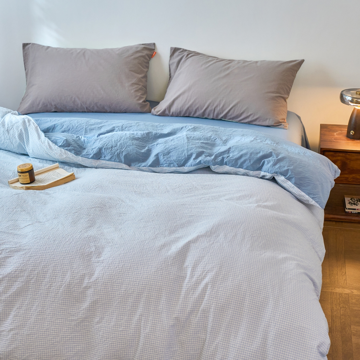 91家纺网 家纺一手货源 找家纺 春皖家纺 2026春夏新款全棉纯棉水洗棉单被套被套单件单品被套 月光蓝