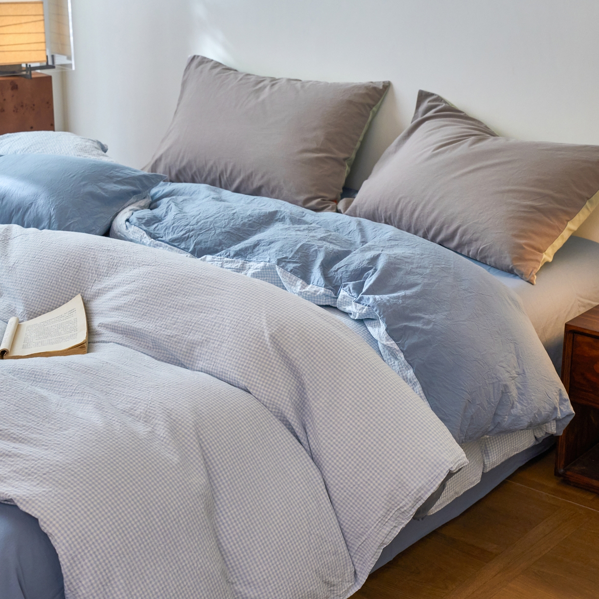 91家纺网 家纺一手货源 找家纺 春皖家纺 2026春夏新款全棉纯棉水洗棉单被套被套单件单品被套 月光蓝