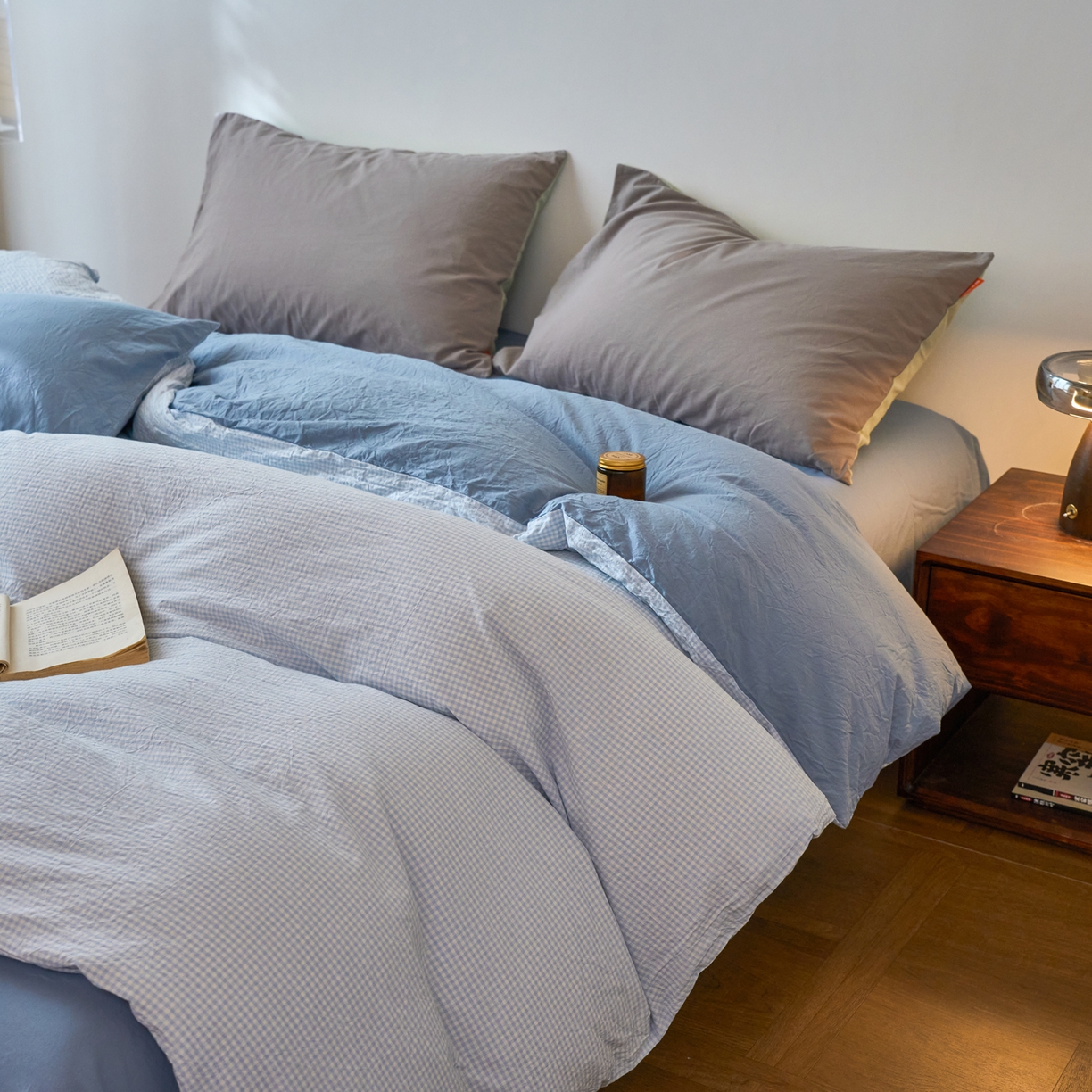 91家纺网 家纺一手货源 找家纺 春皖家纺 2026春夏新款全棉纯棉水洗棉单被套被套单件单品被套 月光蓝