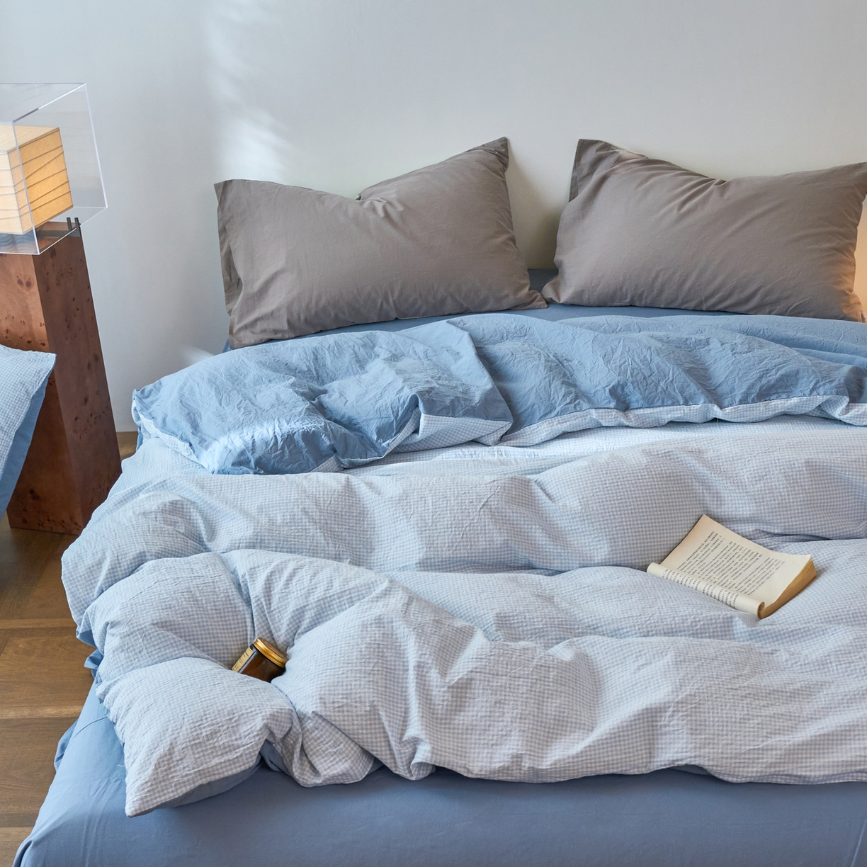 91家纺网 家纺一手货源 找家纺 春皖家纺 2026春夏新款全棉纯棉水洗棉单被套被套单件单品被套 月光蓝