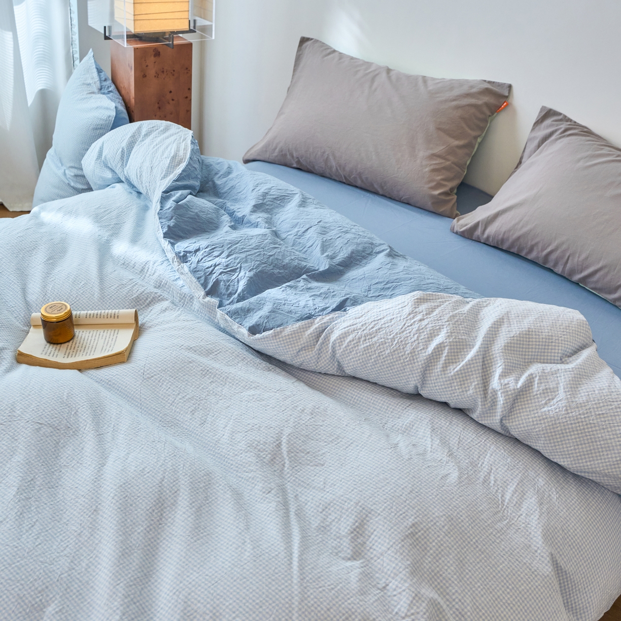 91家纺网 家纺一手货源 找家纺 春皖家纺 2026春夏新款全棉纯棉水洗棉单被套被套单件单品被套 月光蓝