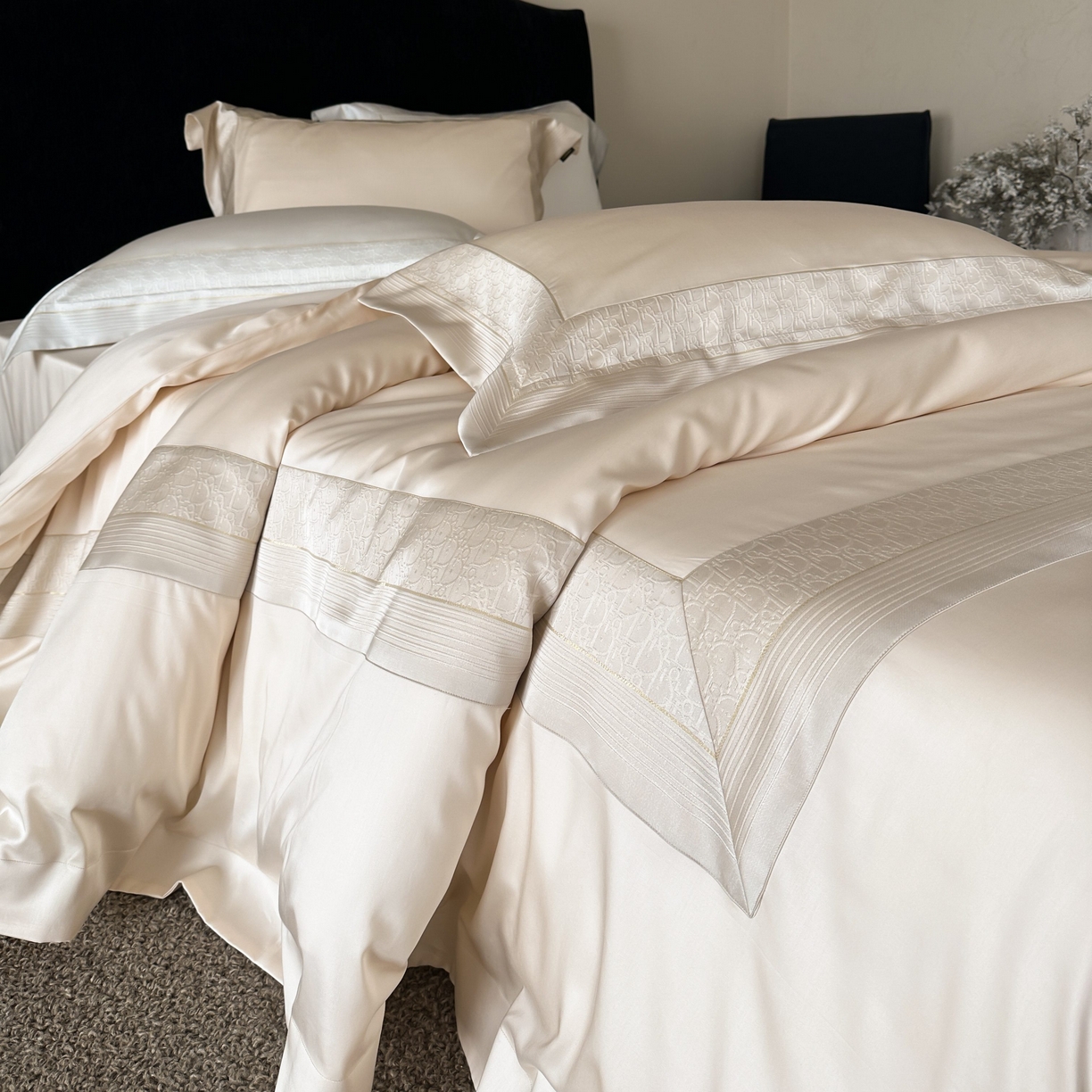 91家纺网 家纺一手货源 找家纺 卡巴伦家纺 2026新款高精密立体压边款四件套-奥黛丽 奥黛丽-香槟