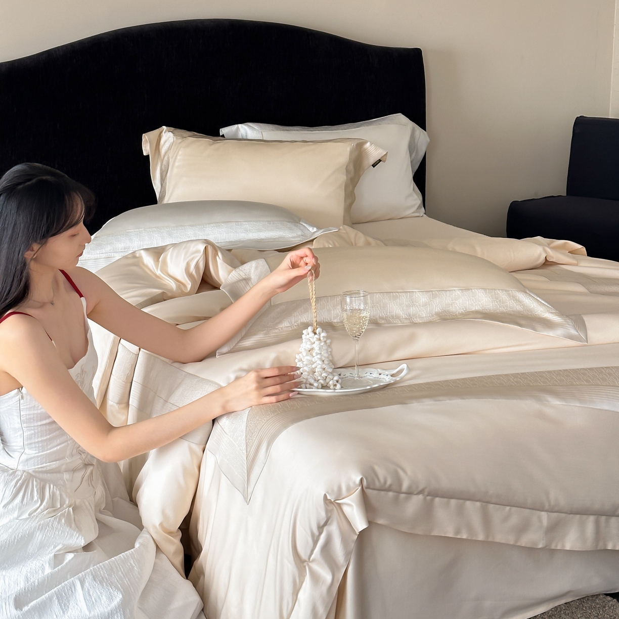 91家纺网 家纺一手货源 找家纺 卡巴伦家纺 2026新款高精密立体压边款四件套-奥黛丽 奥黛丽-香槟