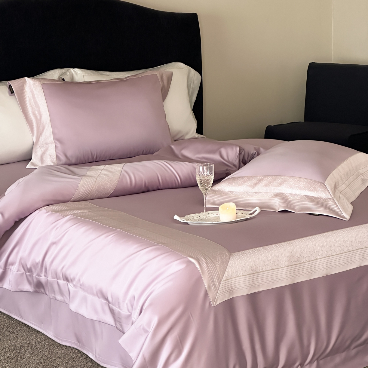 91家纺网 家纺一手货源 找家纺 卡巴伦家纺 2026新款高精密立体压边款四件套-奥黛丽 奥黛丽-紫