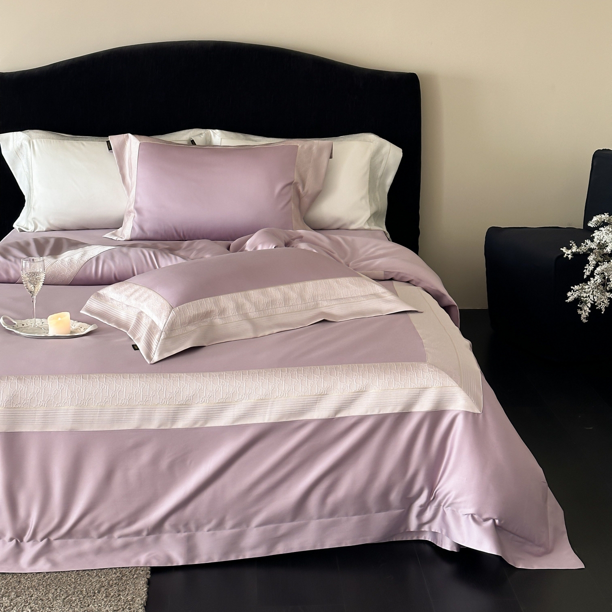 91家纺网 家纺一手货源 找家纺 卡巴伦家纺 2026新款高精密立体压边款四件套-奥黛丽 奥黛丽-紫