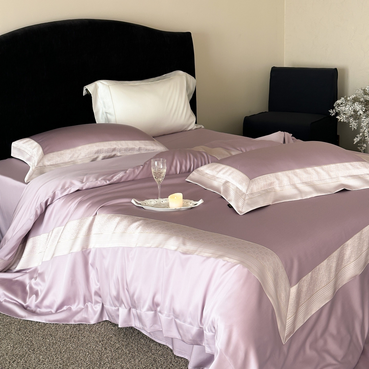 91家纺网 家纺一手货源 找家纺 卡巴伦家纺 2026新款高精密立体压边款四件套-奥黛丽 奥黛丽-紫