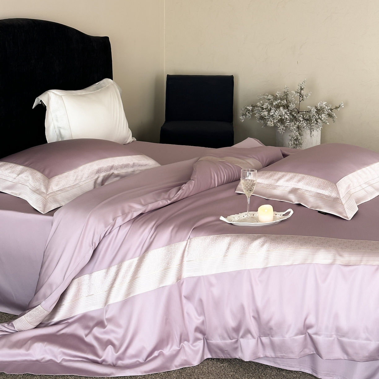 91家纺网 家纺一手货源 找家纺 卡巴伦家纺 2026新款高精密立体压边款四件套-奥黛丽 奥黛丽-紫