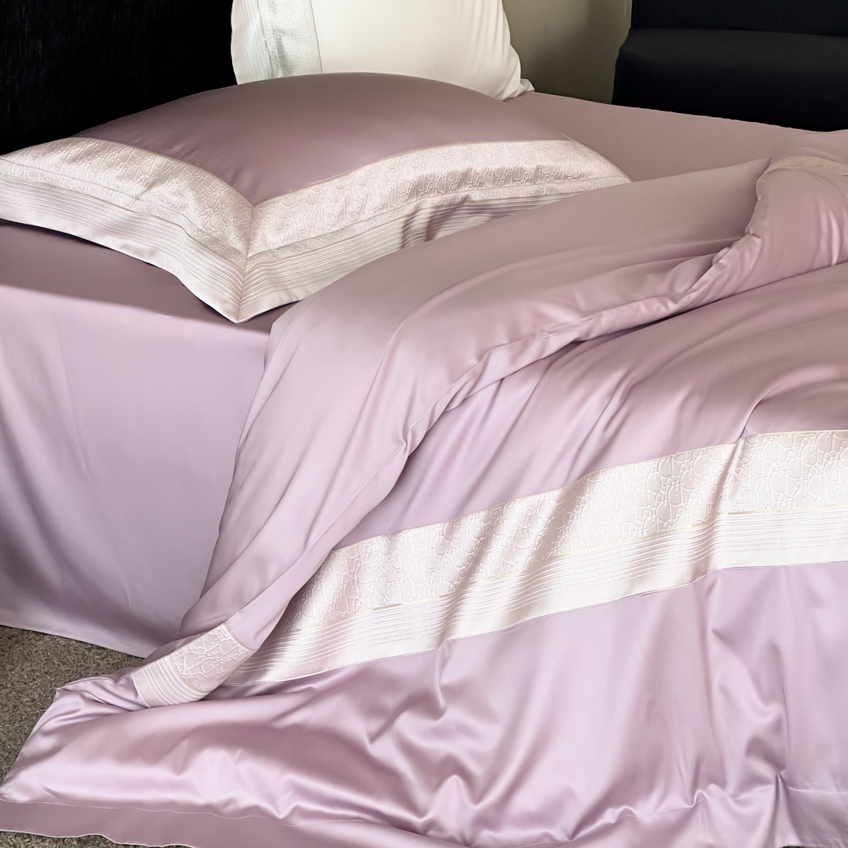 91家纺网 家纺一手货源 找家纺 卡巴伦家纺 2026新款高精密立体压边款四件套-奥黛丽 奥黛丽-紫