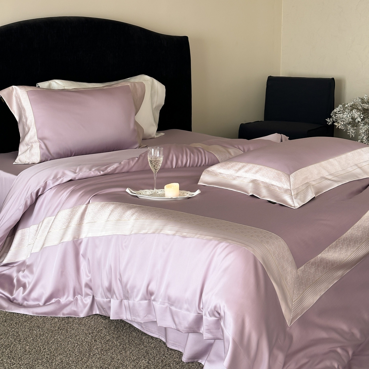 91家纺网 家纺一手货源 找家纺 卡巴伦家纺 2026新款高精密立体压边款四件套-奥黛丽 奥黛丽-紫