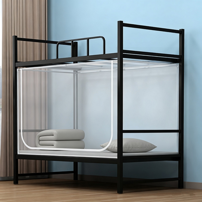 91家纺网 家纺一手货源 找家纺 （总）宅部落 2026新款高中生坐床拉链白色单帐纱学生上下铺蚊帐