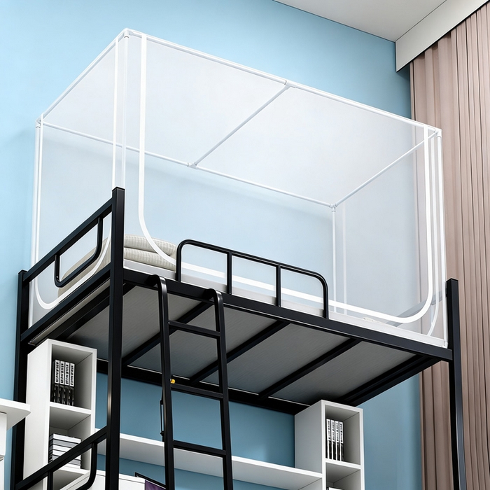 91家纺网 家纺一手货源 找家纺 （总）宅部落 2026新款高中生坐床拉链白色单帐纱学生上下铺蚊帐