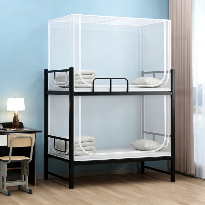 91家纺网 家纺一手货源 找家纺 （总）宅部落 2026新款高中生坐床拉链白色单帐纱学生上下铺蚊帐