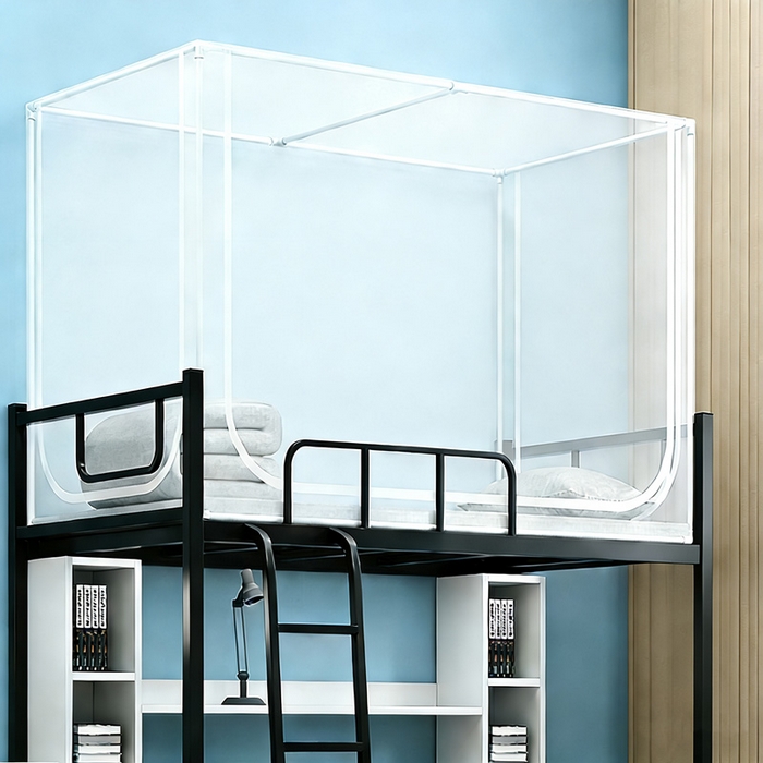 91家纺网 家纺一手货源 找家纺 （总）宅部落 2026新款高中生坐床拉链白色单帐纱学生上下铺蚊帐