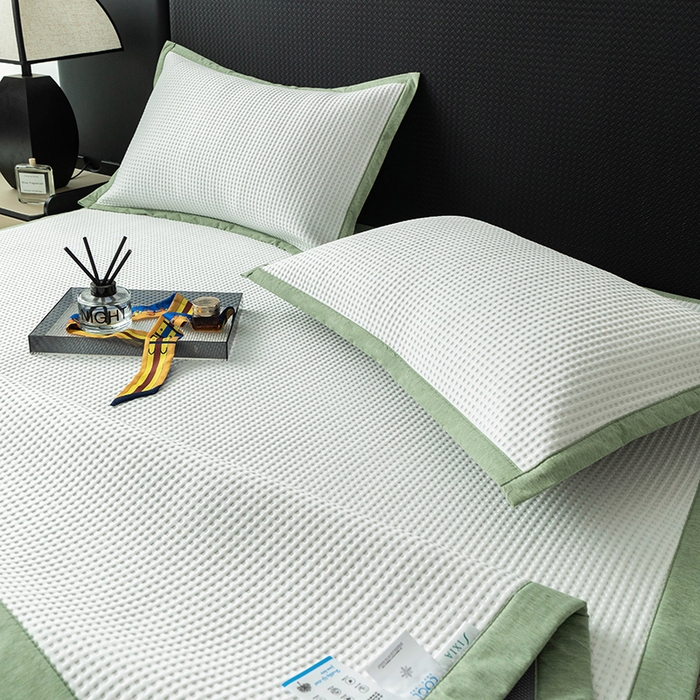 91家纺网 家纺一手货源 找家纺 安哆啦家纺 2026新款480克高端PE冰豆豆软凉席席子 华夫格-温柔白