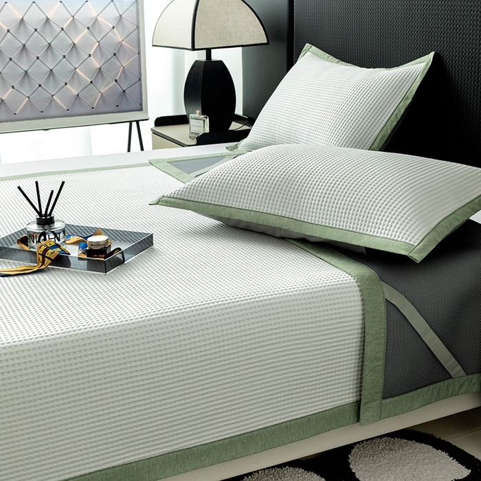 91家纺网 家纺一手货源 找家纺 安哆啦家纺 2026新款480克高端PE冰豆豆软凉席席子 华夫格-温柔白