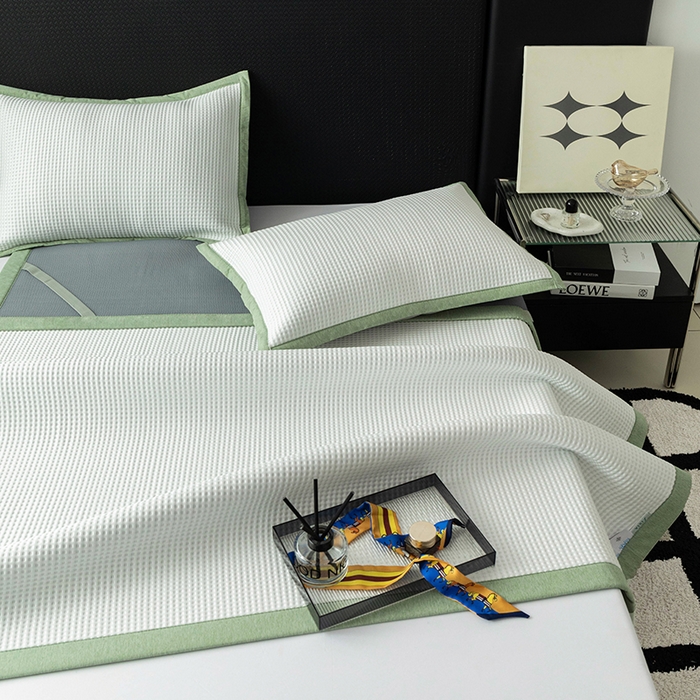 91家纺网 家纺一手货源 找家纺 安哆啦家纺 2026新款480克高端PE冰豆豆软凉席席子 华夫格-温柔白