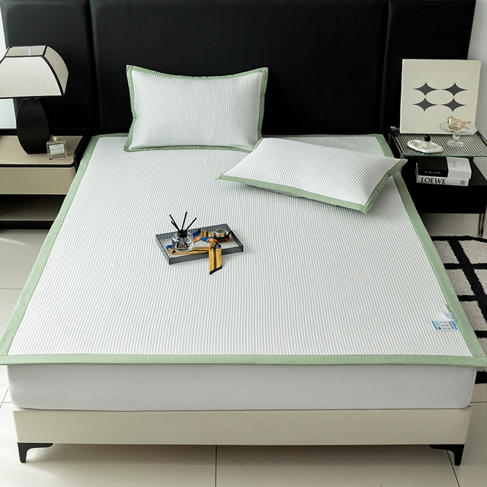 91家纺网 家纺一手货源 找家纺 安哆啦家纺 2026新款480克高端PE冰豆豆软凉席席子 华夫格-温柔白