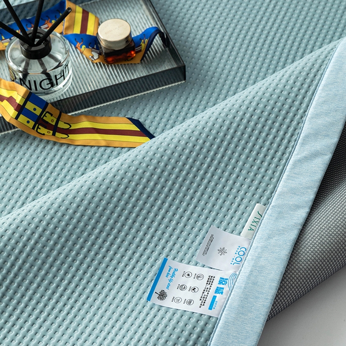 91家纺网 家纺一手货源 找家纺 安哆啦家纺 2026新款480克高端PE冰豆豆软凉席席子 华夫格-冰川蓝