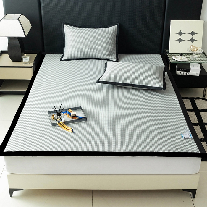 91家纺网 家纺一手货源 找家纺 安哆啦家纺 2026新款480克高端PE冰豆豆软凉席席子 华夫格-高级灰