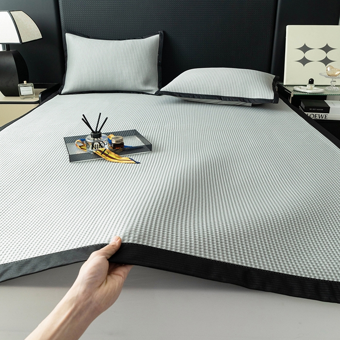 91家纺网 家纺一手货源 找家纺 安哆啦家纺 2026新款480克高端PE冰豆豆软凉席席子 华夫格-高级灰