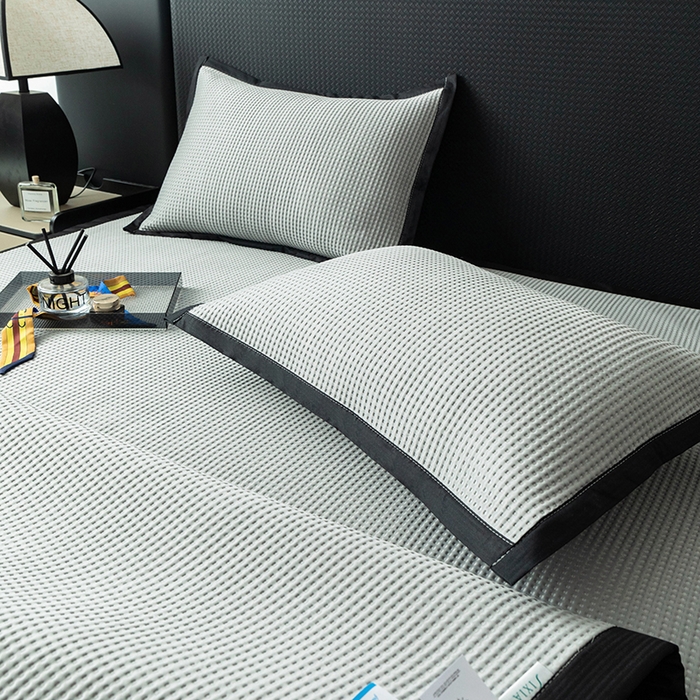 91家纺网 家纺一手货源 找家纺 安哆啦家纺 2026新款480克高端PE冰豆豆软凉席席子 华夫格-高级灰