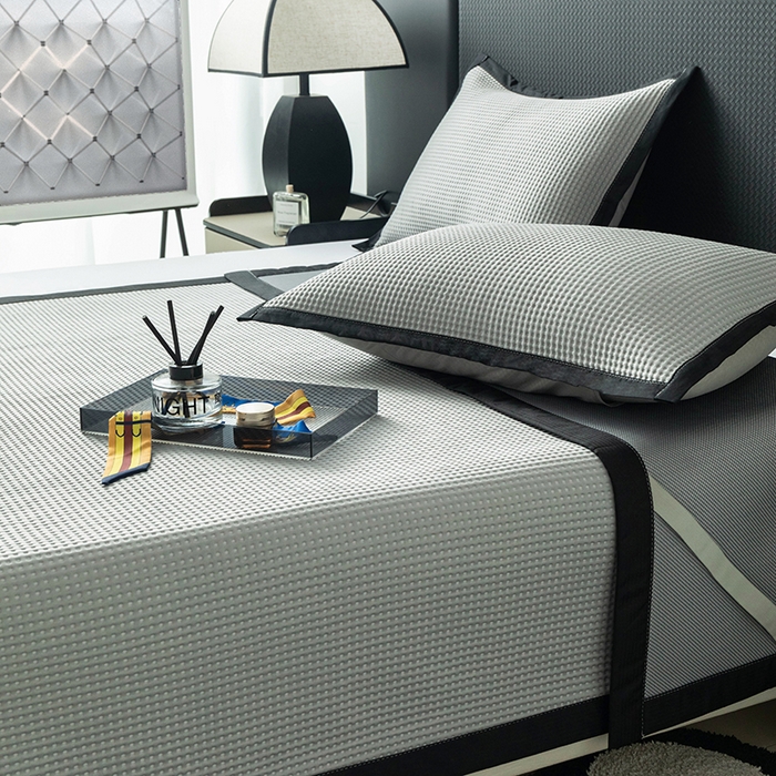 91家纺网 家纺一手货源 找家纺 安哆啦家纺 2026新款480克高端PE冰豆豆软凉席席子 华夫格-高级灰