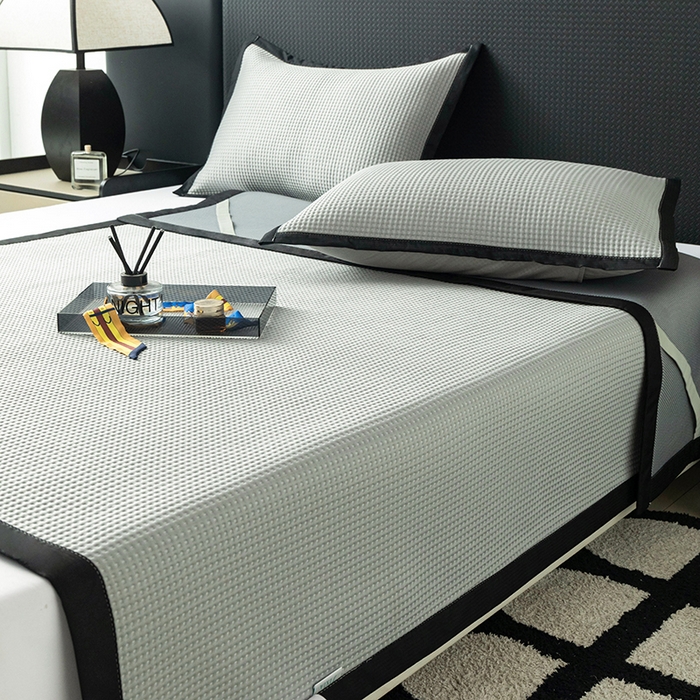 91家纺网 家纺一手货源 找家纺 安哆啦家纺 2026新款480克高端PE冰豆豆软凉席席子 华夫格-高级灰