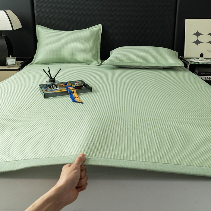 91家纺网 家纺一手货源 找家纺 安哆啦家纺 2026新款480克高端PE冰豆豆软凉席席子 华夫格-抹茶绿