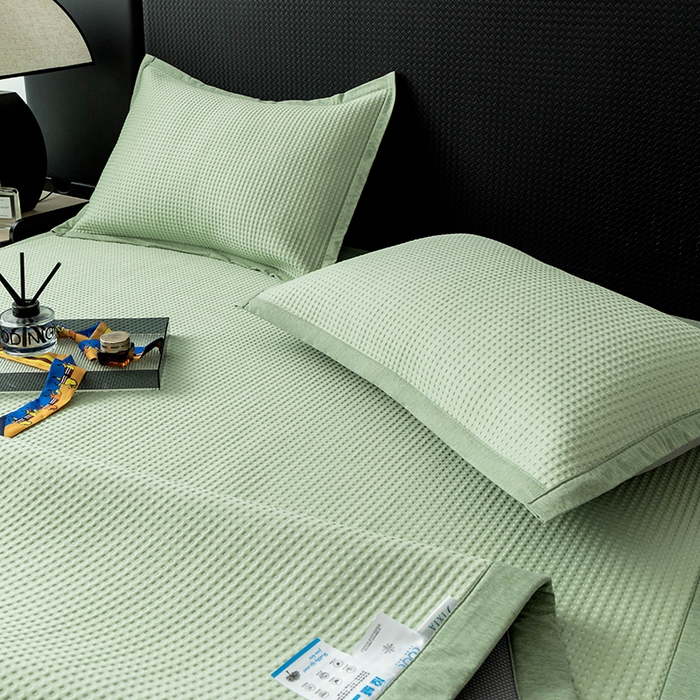 91家纺网 家纺一手货源 找家纺 安哆啦家纺 2026新款480克高端PE冰豆豆软凉席席子 华夫格-抹茶绿