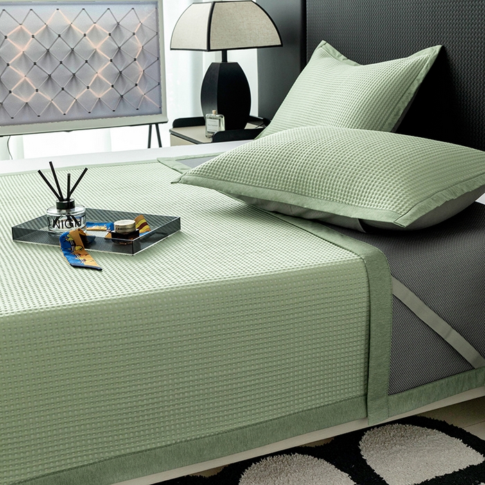 91家纺网 家纺一手货源 找家纺 安哆啦家纺 2026新款480克高端PE冰豆豆软凉席席子 华夫格-抹茶绿