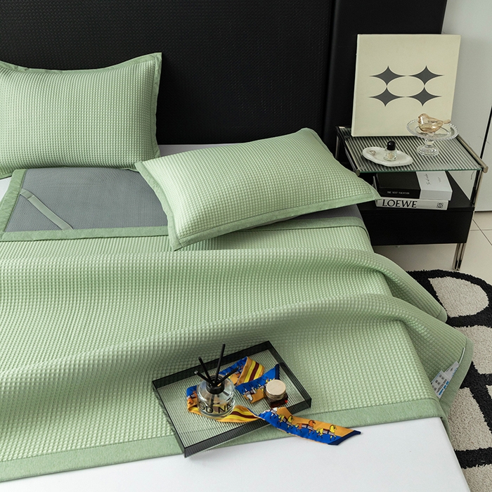 91家纺网 家纺一手货源 找家纺 安哆啦家纺 2026新款480克高端PE冰豆豆软凉席席子 华夫格-抹茶绿