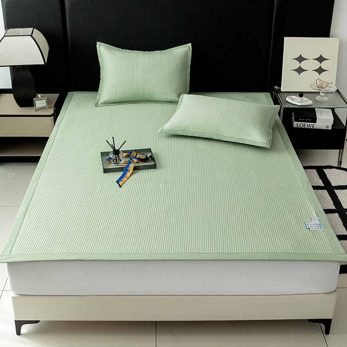 91家纺网 家纺一手货源 找家纺 安哆啦家纺 2026新款480克高端PE冰豆豆软凉席席子 华夫格-抹茶绿