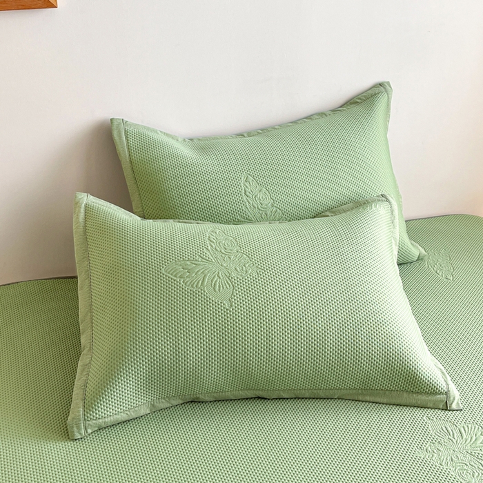 91家纺网 家纺一手货源 找家纺 安哆啦家纺 2026新款公主仙女风480克PE凉感凉豆豆床裙凉席三件套-豆豆床裙 豆豆床裙-果绿