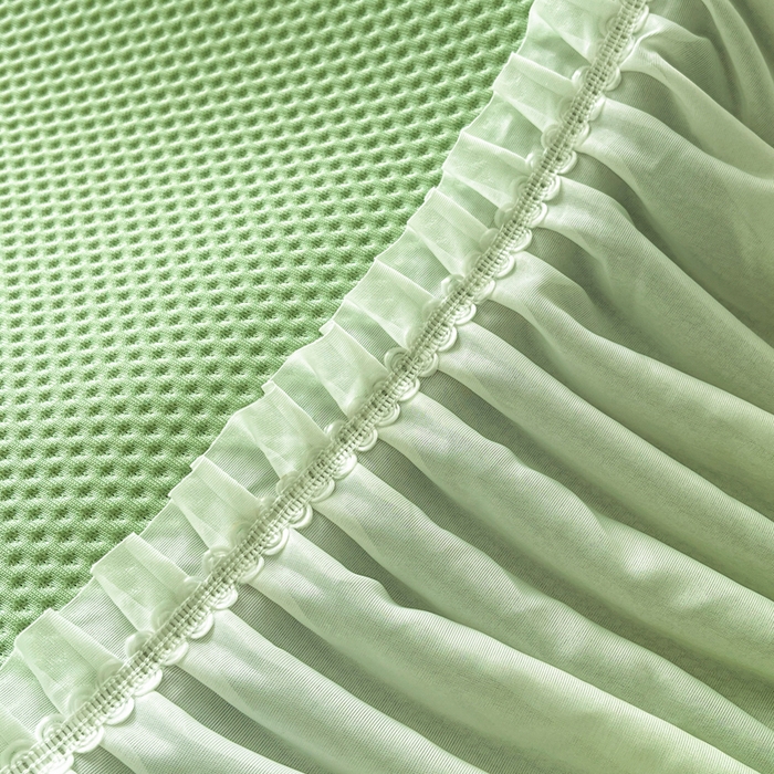 91家纺网 家纺一手货源 找家纺 安哆啦家纺 2026新款公主仙女风480克PE凉感凉豆豆床裙凉席三件套-豆豆床裙 豆豆床裙-果绿