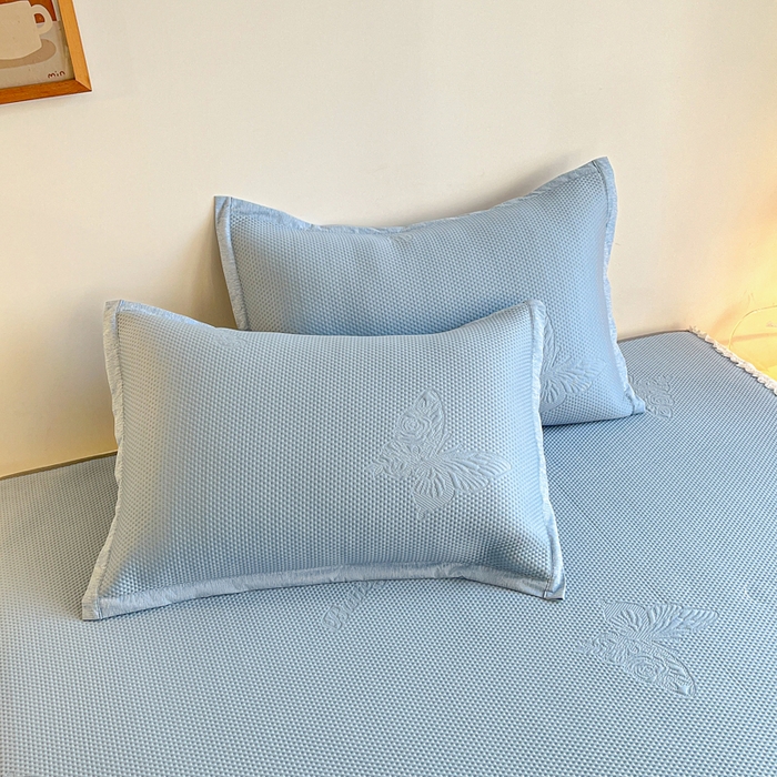 91家纺网 家纺一手货源 找家纺 安哆啦家纺 2026新款公主仙女风480克PE凉感凉豆豆床裙凉席三件套-豆豆床裙 豆豆床裙-深邃蓝