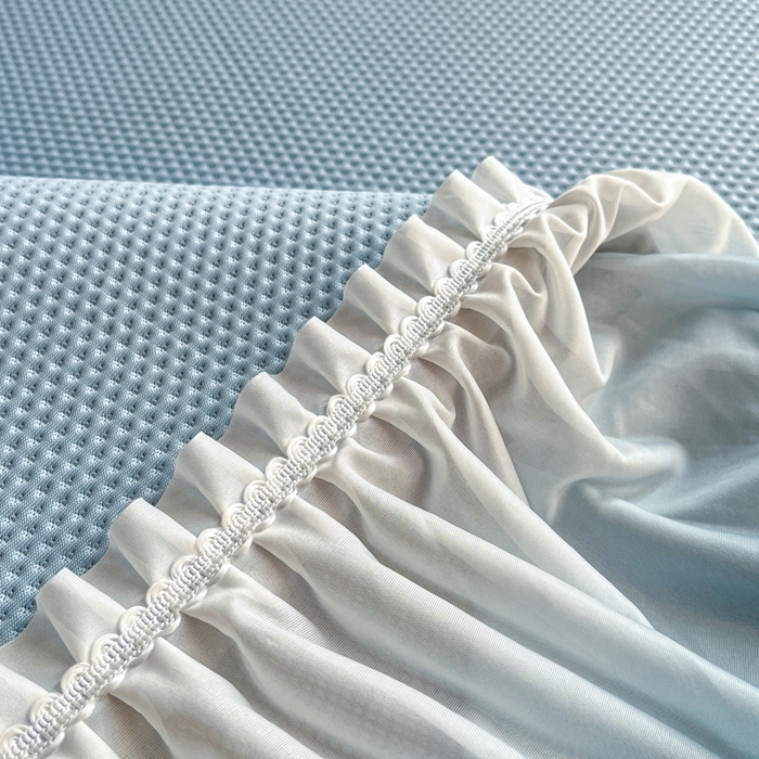 91家纺网 家纺一手货源 找家纺 安哆啦家纺 2026新款公主仙女风480克PE凉感凉豆豆床裙凉席三件套-豆豆床裙 豆豆床裙-深邃蓝