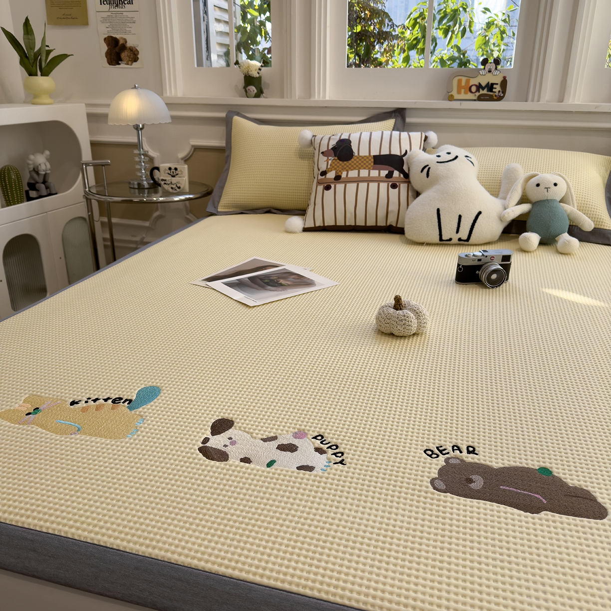 91家纺网 家纺一手货源 找家纺 几禾 2026新款云感双层纱7A抗菌夏被四件套系列-栀夏系列 栀夏-苏槿