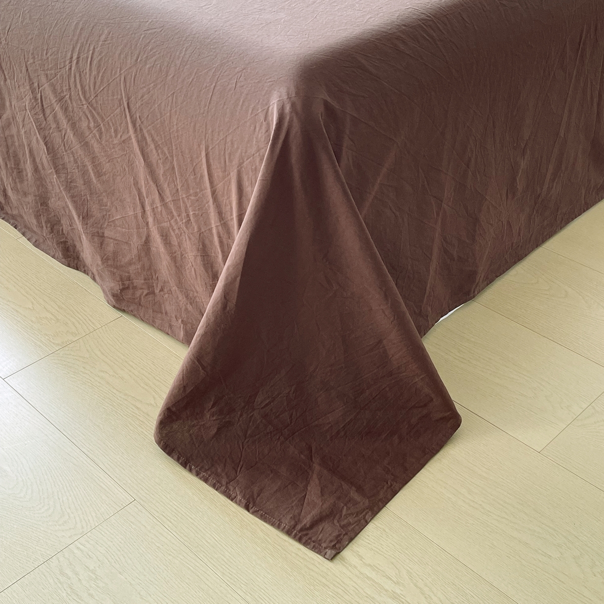 91家纺网 家纺一手货源 找家纺 春皖家纺 2026春夏新款全棉纯棉水洗棉单品系列床单单件床单单品-B版单床单 慕斯棕